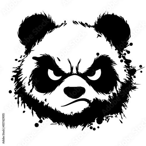 Silhouette of an angry panda face