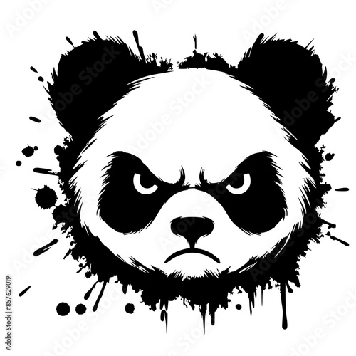 Silhouette of an angry panda face