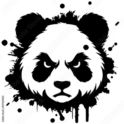 Silhouette of an angry panda face