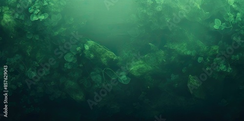 green background aesthetic of the water with algae and rocks photo