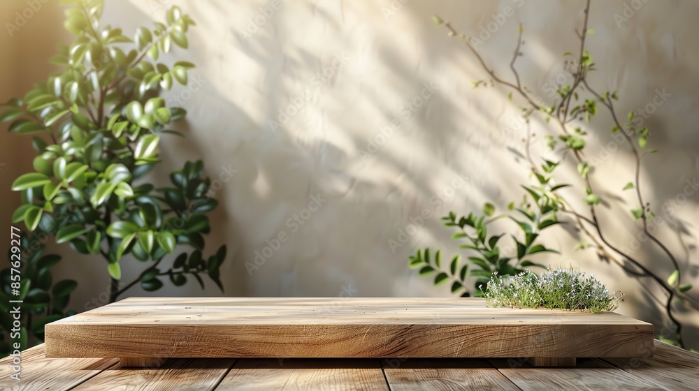 background wallpaper, wooden displays for health beauty products, spa, skin care, perfume, open room with white walls, plant shadows, morning light atmosphere background wallpaper, wooden displays for health beauty products, spa, skin care, perfume, open room with white walls, plant shadows, morning light atmosphere