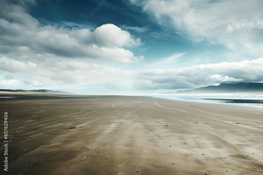 A serene beach scene with clouds and the morning sea A serene beach scene with clouds and the morning sea