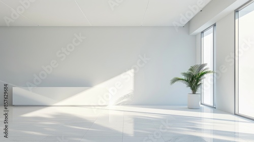 Abstract architectural composition with smooth white surfaces and ample empty space, highlighting modern design.