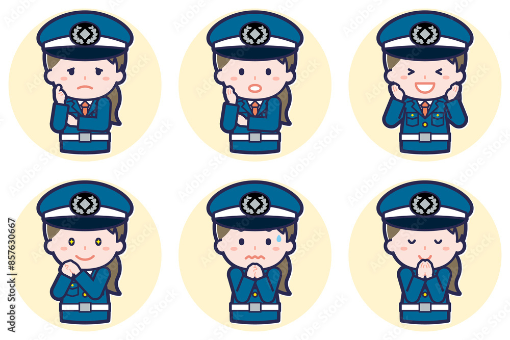 女性警備員のポーズセット_04 女性警備員のポーズセット_04