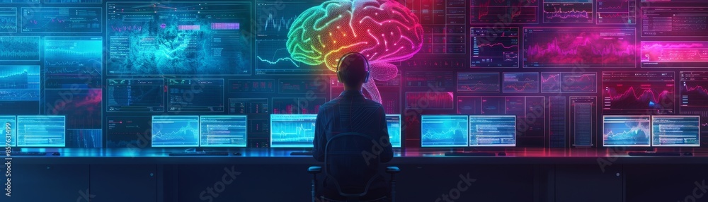 Advanced Marketing Control Room with AI and Marketers Analyzing Sci-Fi Trends Advanced Marketing Control Room with AI and Marketers Analyzing Sci-Fi Trends