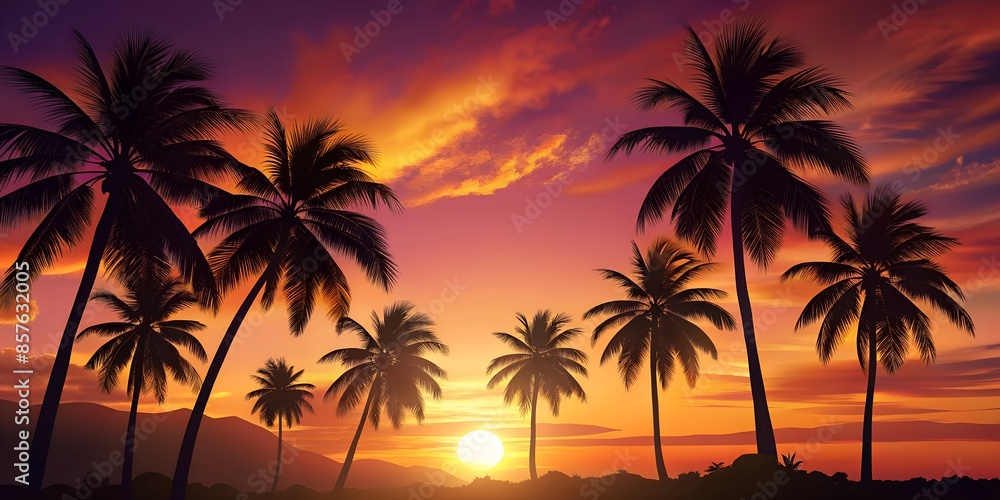 Silhouette of Palm Trees at Sunrise/Sunset Silhouette of Palm Trees at Sunrise/Sunset
