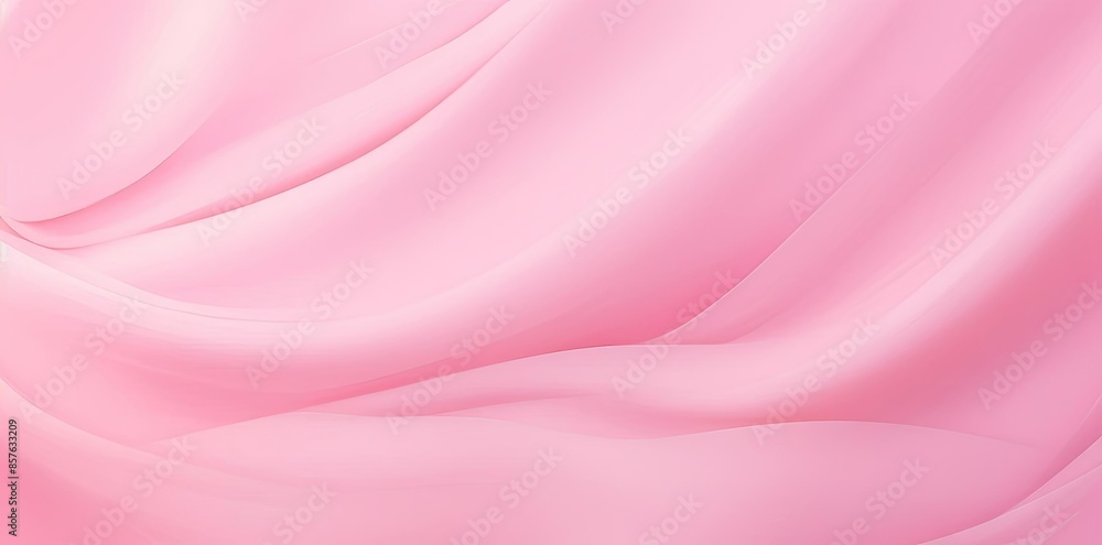 Fototapeta premium plain pink background in the form of a wave, with a red and white striped object on the left and a blue and white object on the right