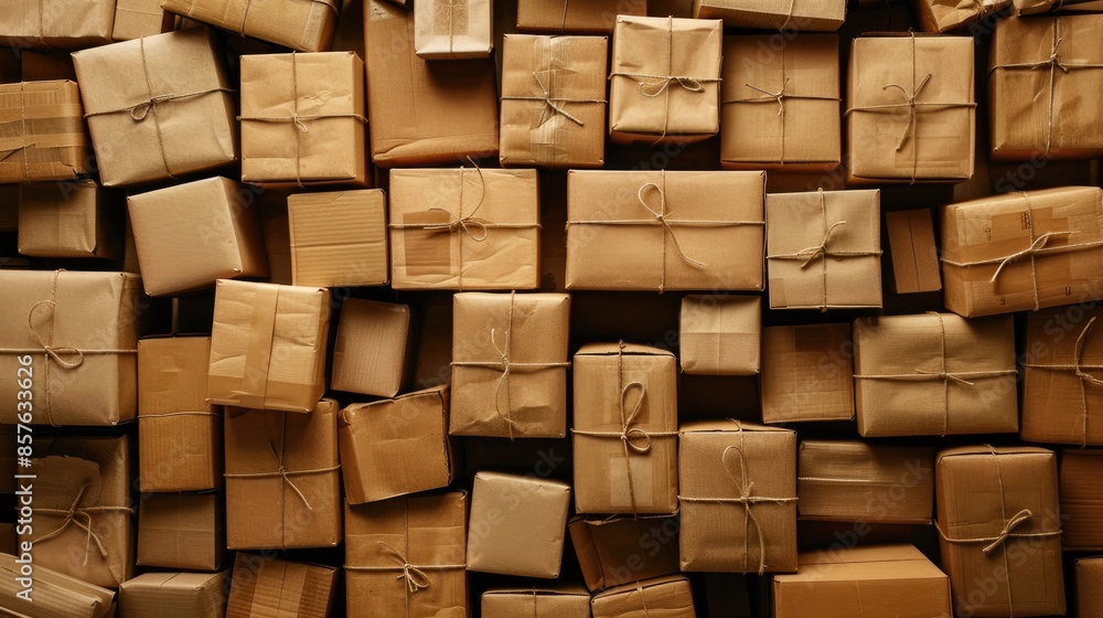 Many brown boxes with space for writing Many brown boxes with space for writing