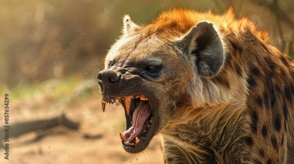 Obraz premium Spotted hyena (Crocuta crocuta) yawning