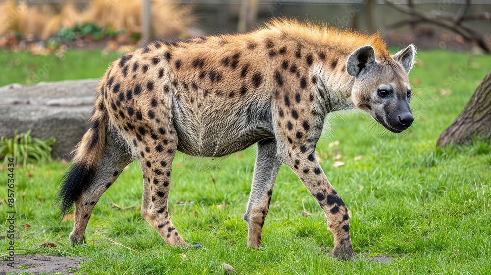 Spotted hyena (Crocuta crocuta) in the zoo Spotted hyena (Crocuta crocuta) in the zoo