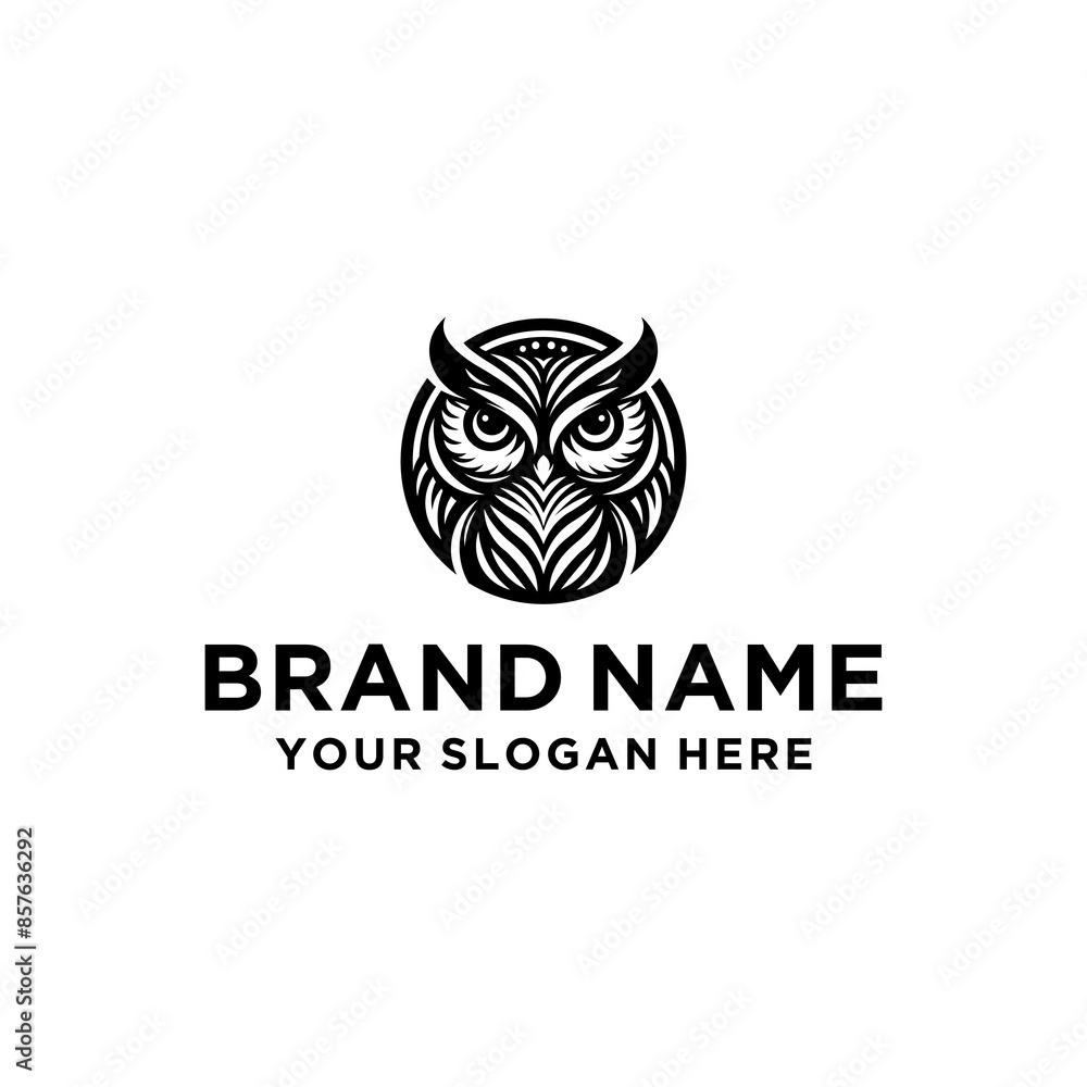 Wise Owl Logo Design. Wise Owl Vector Illustration on Black and White Background. Icon Emblem for Company Branding. Tattoo Art Style. Symbol of Wisdom and Knowledge. Wise Owl Logo Design. Wise Owl Vector Illustration on Black and White Background. Icon Emblem for Company Branding. Tattoo Art Style. Symbol of Wisdom and Knowledge.