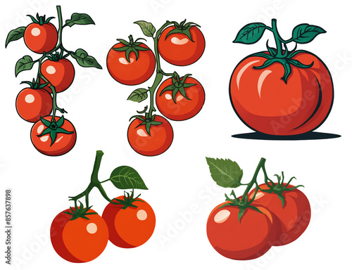 set of tomatoes isolated on transparent background.generative AI