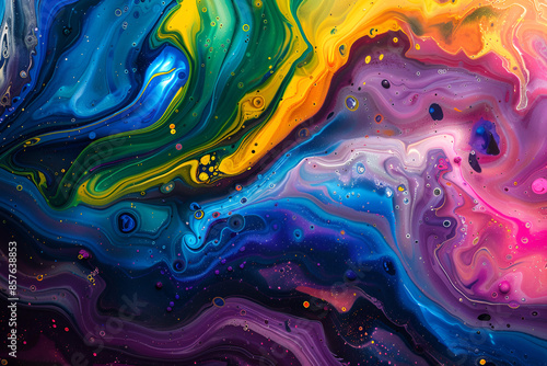 Vibrant Abstract Fluid Art with Swirling Colors photo