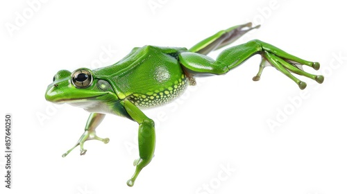Small green frog isolated on white background.