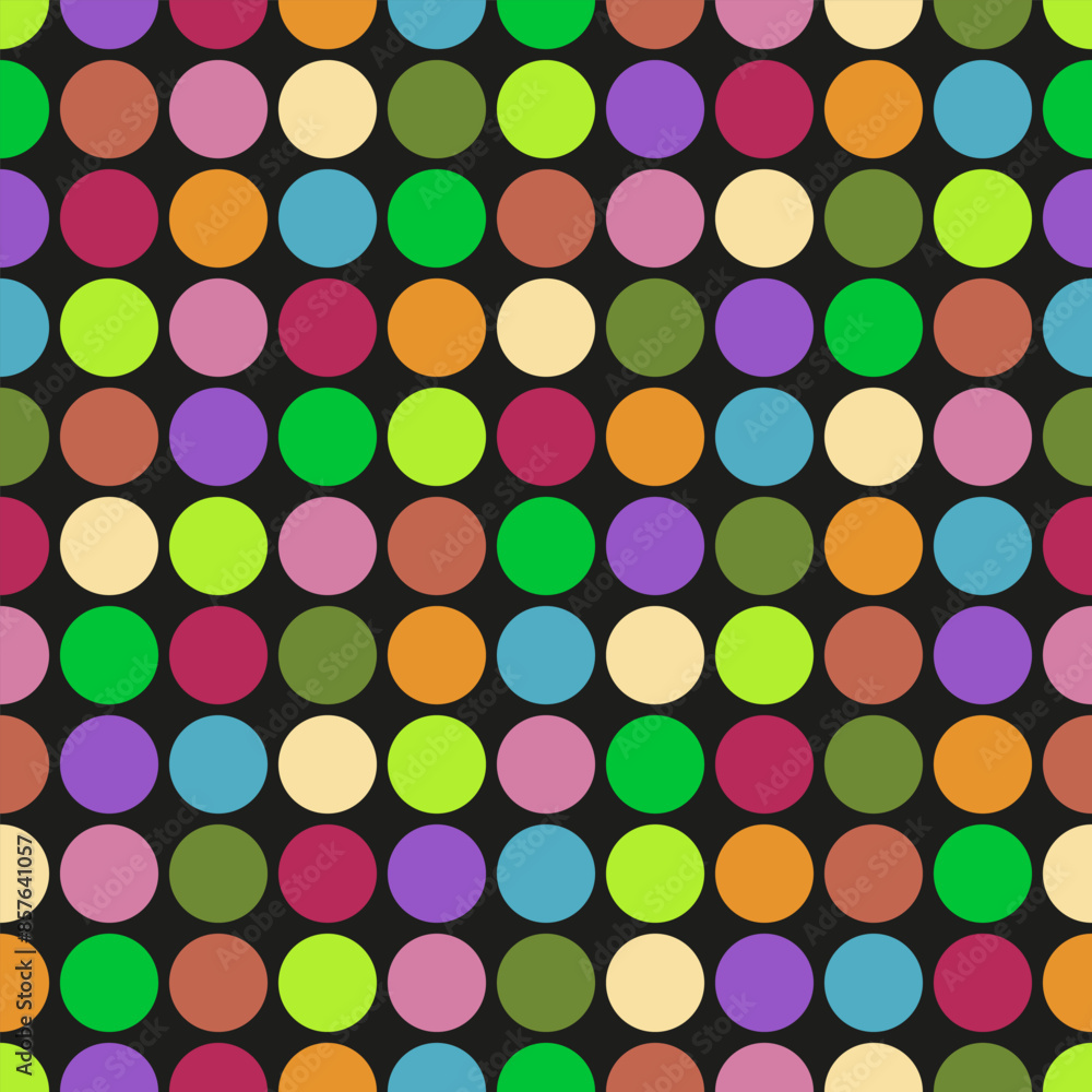 Background of many small colored dots and circles. Backdrop of alternating bright circles different and random colors. Seamless repeat pattern. Background of many small colored dots and circles. Backdrop of alternating bright circles different and random colors. Seamless repeat pattern.
