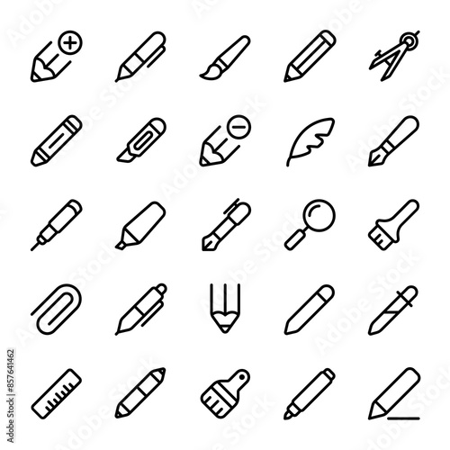 Stationary Vol.2 icons with line style, perfect for user interface projects