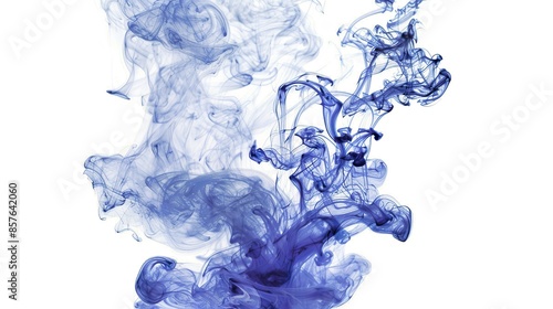 Abstract blue ink cloud explosion with paint in water on a white background, featuring a transparent PNG cutout, cloudlike structure, depth, and movement for vibrant backgrounds and dynamic design ele © TINGTING