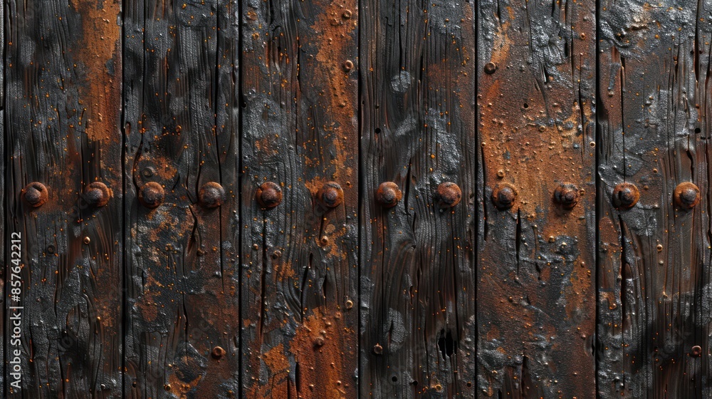 Rustic grunge wooden plank background with rusty nail marks Rustic grunge wooden plank background with rusty nail marks