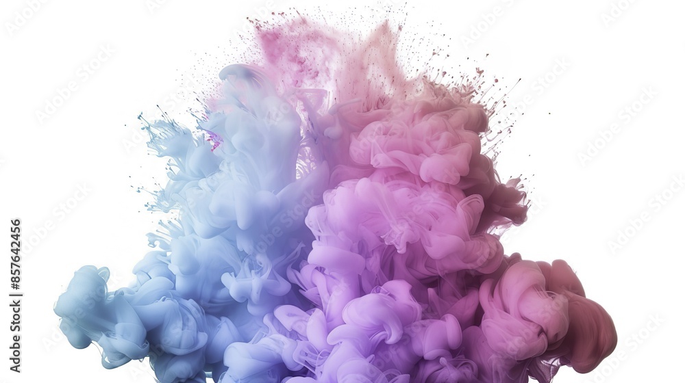 Abstract blue ink cloud explosion with paint in water on a white background, featuring a transparent PNG cutout, cloudlike structure, depth, and movement for vibrant backgrounds and dynamic design ele Abstract blue ink cloud explosion with paint in water on a white background, featuring a transparent PNG cutout, cloudlike structure, depth, and movement for vibrant backgrounds and dynamic design ele