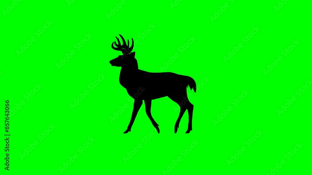 Deer silhouette animation walking alone on green screen. Concept of animal, wildlife, cartoon, and christmas. Deer silhouette animation walking alone on green screen. Concept of animal, wildlife, cartoon, and christmas.