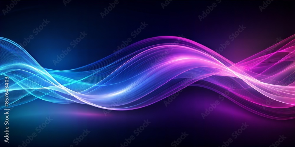 Abstract digital waves in purple and blue creating a dynamic flow, with copy space, with empty space,