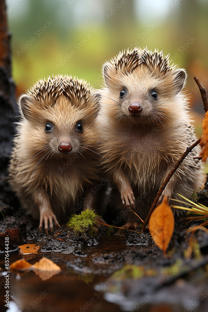 A group of cute hedgehogs A group of cute hedgehogs