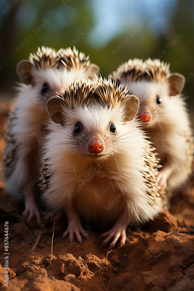 A group of cute hedgehogs A group of cute hedgehogs