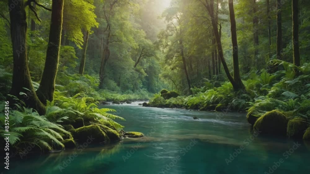 river in the woods, seamless looping animation video background river in the woods, seamless looping animation video background