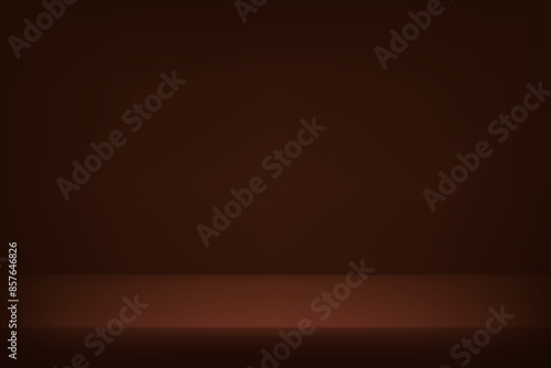 Dark brown Studio background. Brown Background Empty Room Studio with table. Space for selling products on the website. Vector illustration.