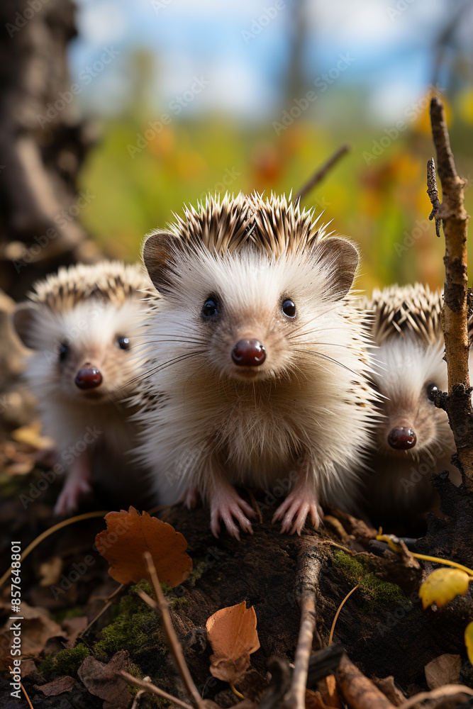 A group of cute hedgehogs A group of cute hedgehogs
