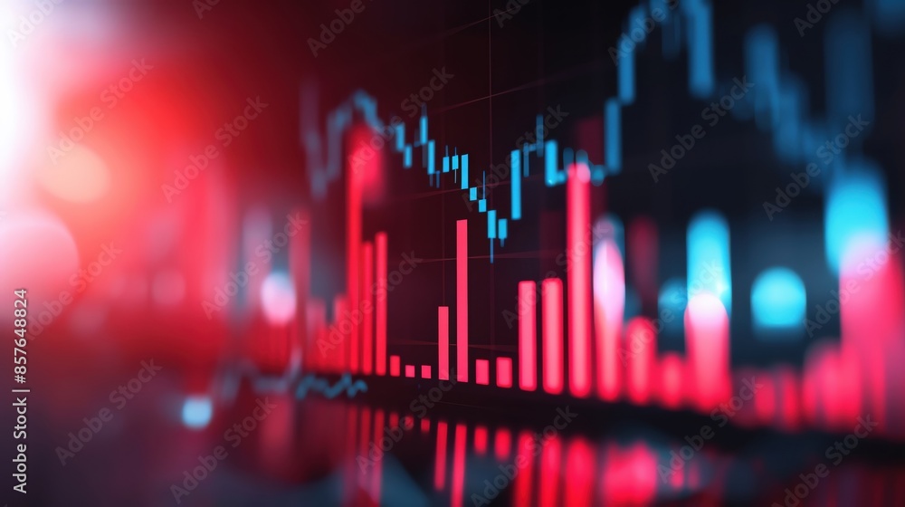 Abstract image of a stock market graph with red and blue bars representing financial data trends and market analysis. Abstract image of a stock market graph with red and blue bars representing financial data trends and market analysis.