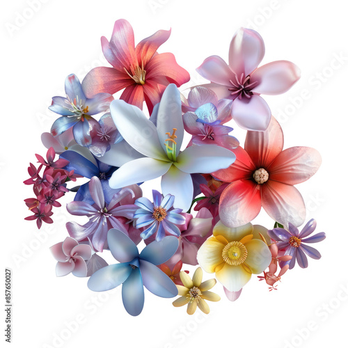 Bouquet of flowers: assorted seasonal flowers in isolation photo