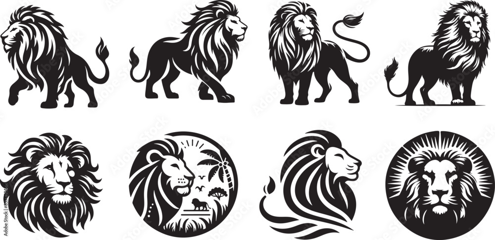 Obraz premium Lion Silhouette Icon Vector illustration