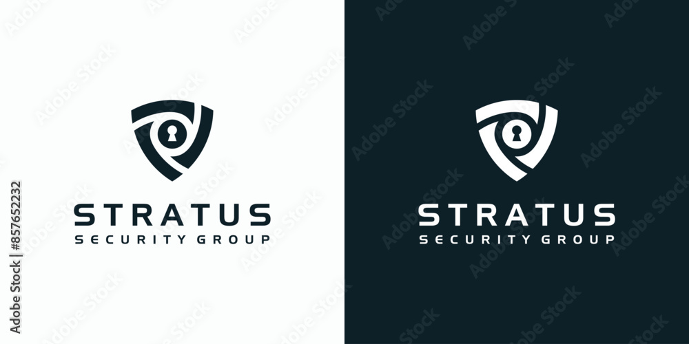 Obraz premium Technology connection security shield vector logo design with modern, simple, clean and abstract style.