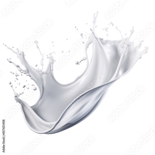 Milk splash isolated on white background, Curvy milk splash 