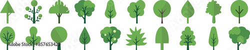 Green Trees Isolated Flat Illustration Collection. Suitable for infographics, books, banners and other designs