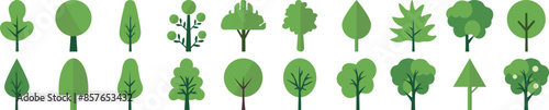 Green Trees Flat Illustrations Collection. Suitable for infographics, books, banners and other designs