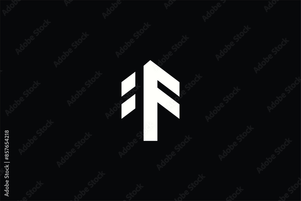 Fototapeta premium initial letter F modern corporate logo, letter F arrow up logo, letter F tree logo, Triple tree logo design. Pine forest vector 