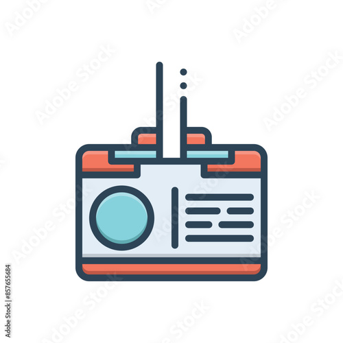 Color illustration icon for id card