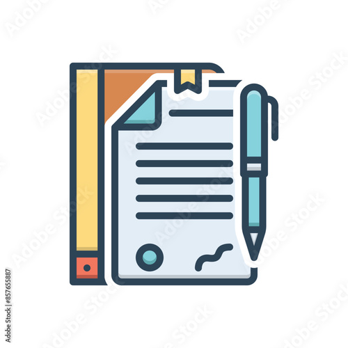 Color illustration icon for contract