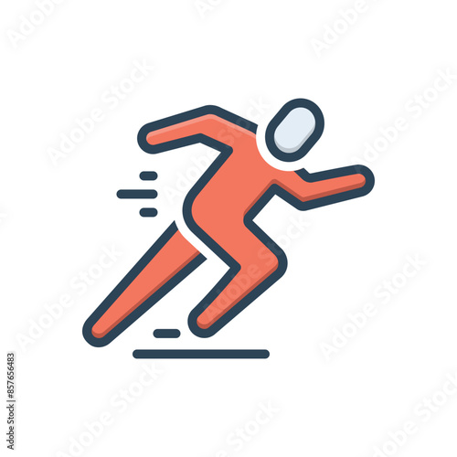 Color illustration icon for run