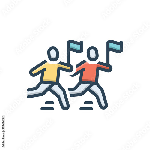 Color illustration icon for race