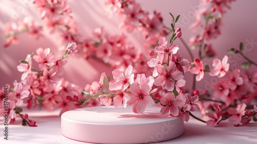 3D Spring Flower Podium for Beauty Product Display