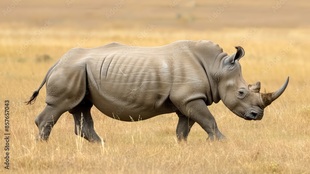 White rhinoceros (Ceratotherium simum) grazing in the grasslands of Africa White rhinoceros (Ceratotherium simum) grazing in the grasslands of Africa