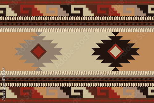 Navajo tribal vector seamless pattern. Native American ornament. Ethnic South Western decor style. Boho geometric ornament. Vector seamless pattern. Mexican blanket, rug. Woven carpet illustration.
