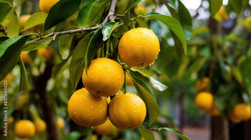 A tree with oranges hanging from it A tree with oranges hanging from it
