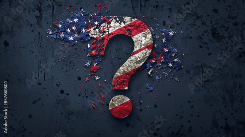 USA Flag 3D Question Mark Election Theme: American Flag, Voting, Democracy, Patriotic Symbols, National Pride