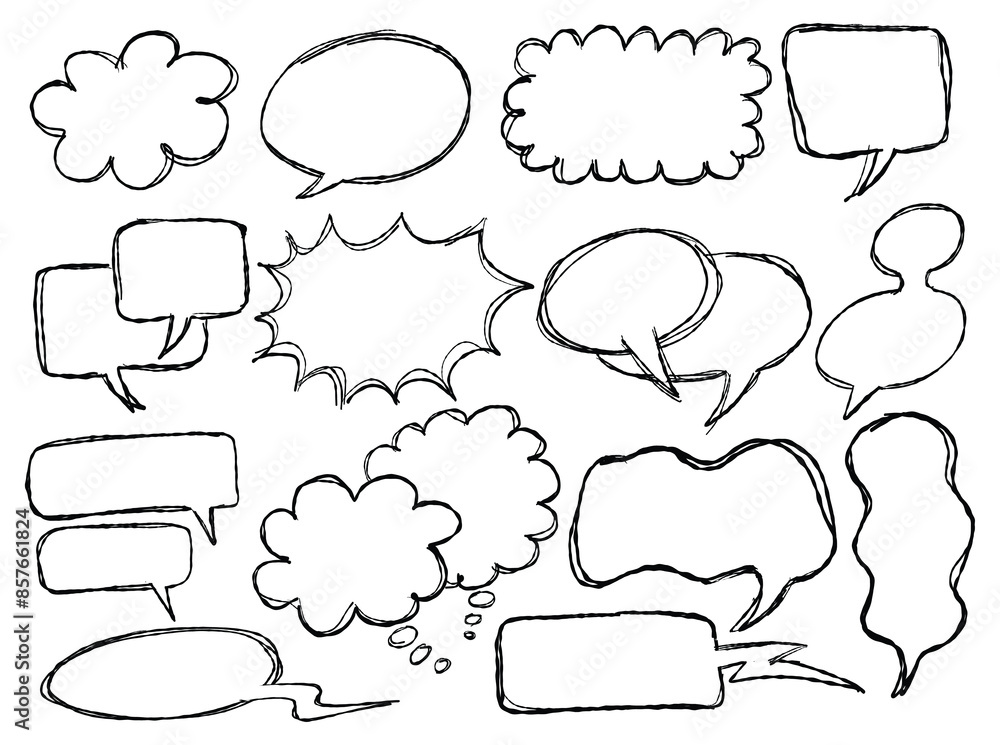 Obraz premium Hand Drawn Sketchy Style Bubble Speech Doodle