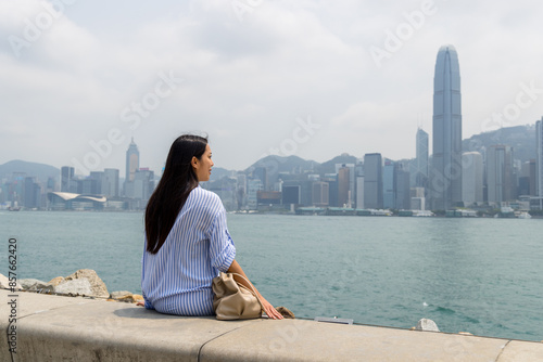 Tourist woman visit in Hong Kong city