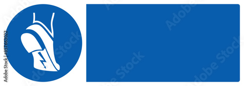 ISO mandatory safety signs_anti-static footwear must be worn your custom message here landscape size 1/2 a4,a3,a2,a1